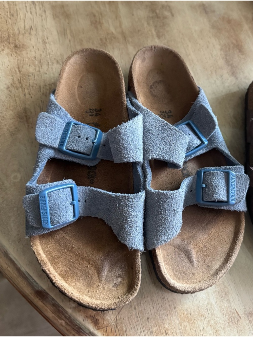 Birkenstock Light Blue Suede Double-Buckle Kids Sandals
